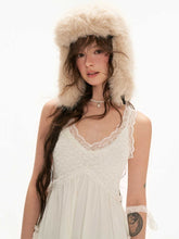 Lace skirt medium and long fairy skirt white dress